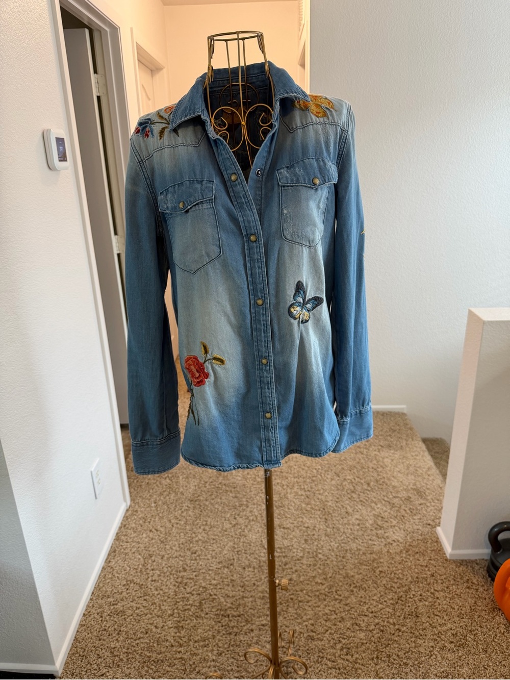DRIFTWOOD Light Blue Embroidered Denim Shirt Jacket